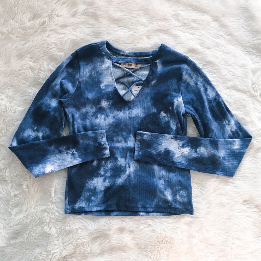 NWT Hollister navy criss cross long sleeve